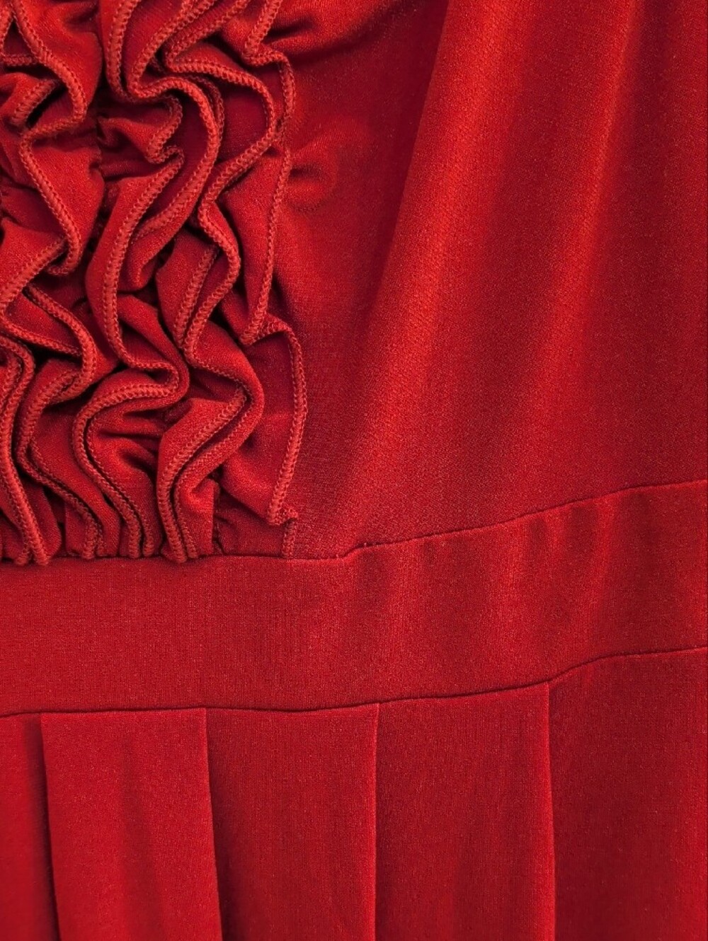 Signature by Sangria Red Sleeveless Ruffle Front Midi Dress Size 8 Petite - Picture 7 of 12
